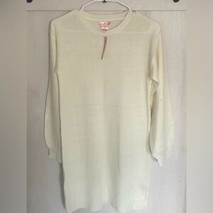 Pink Angel Cream Knit Sweater Dress With little Pearls on Sleeves